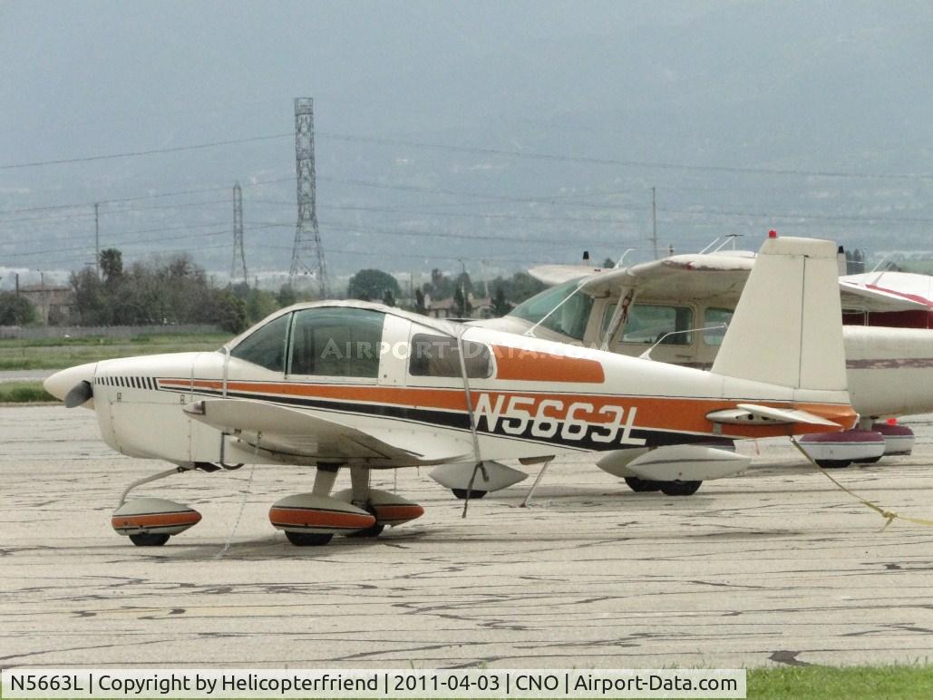 N5663L, 1969 American AA-1 Yankee C/N AA1-0063, Tied down and parked