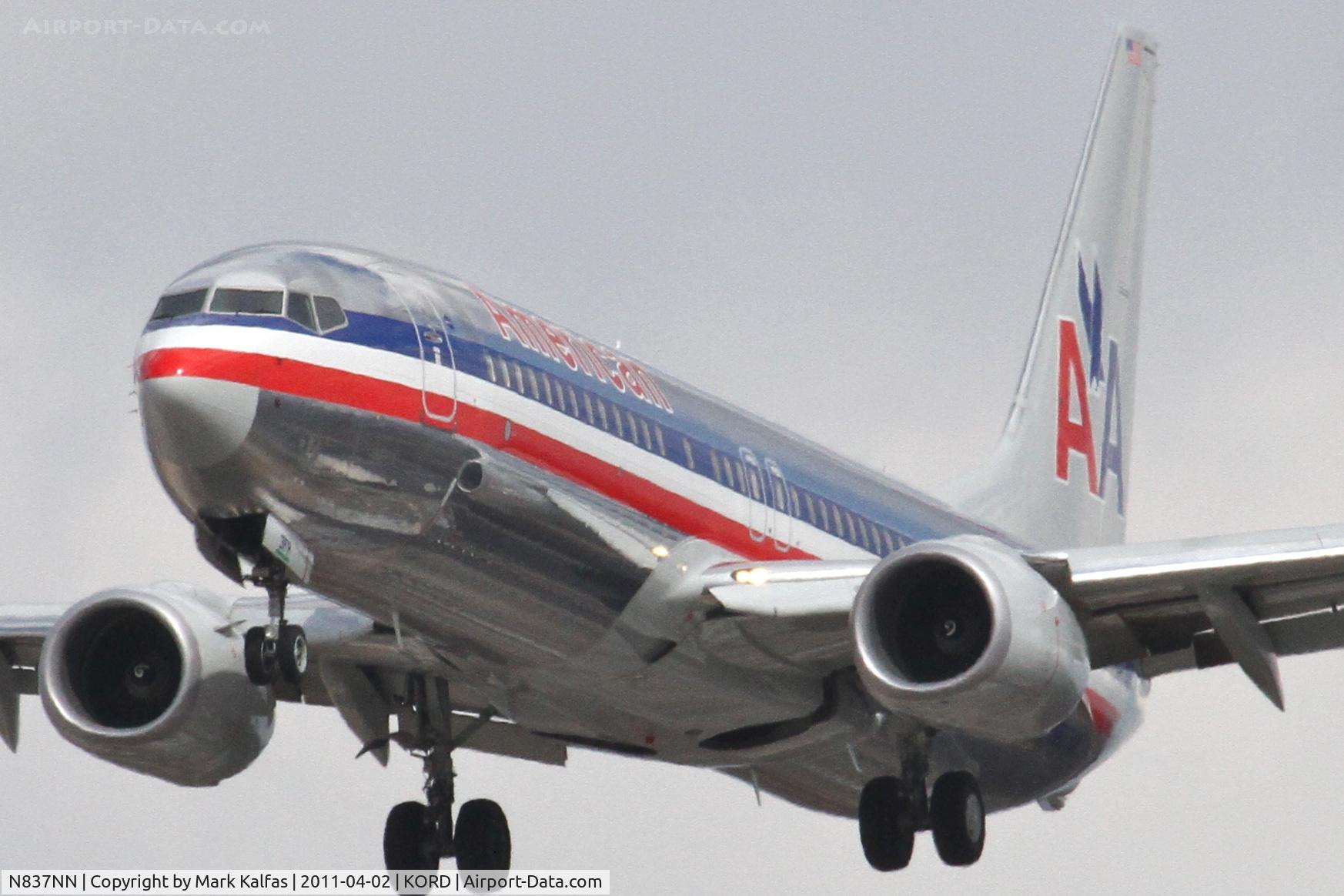 N837NN, 2010 Boeing 737-823 C/N 30908, American Airlines Boeing 737-823, AAL1355 arriving from KLAS, on approach RWY 28 KORD.