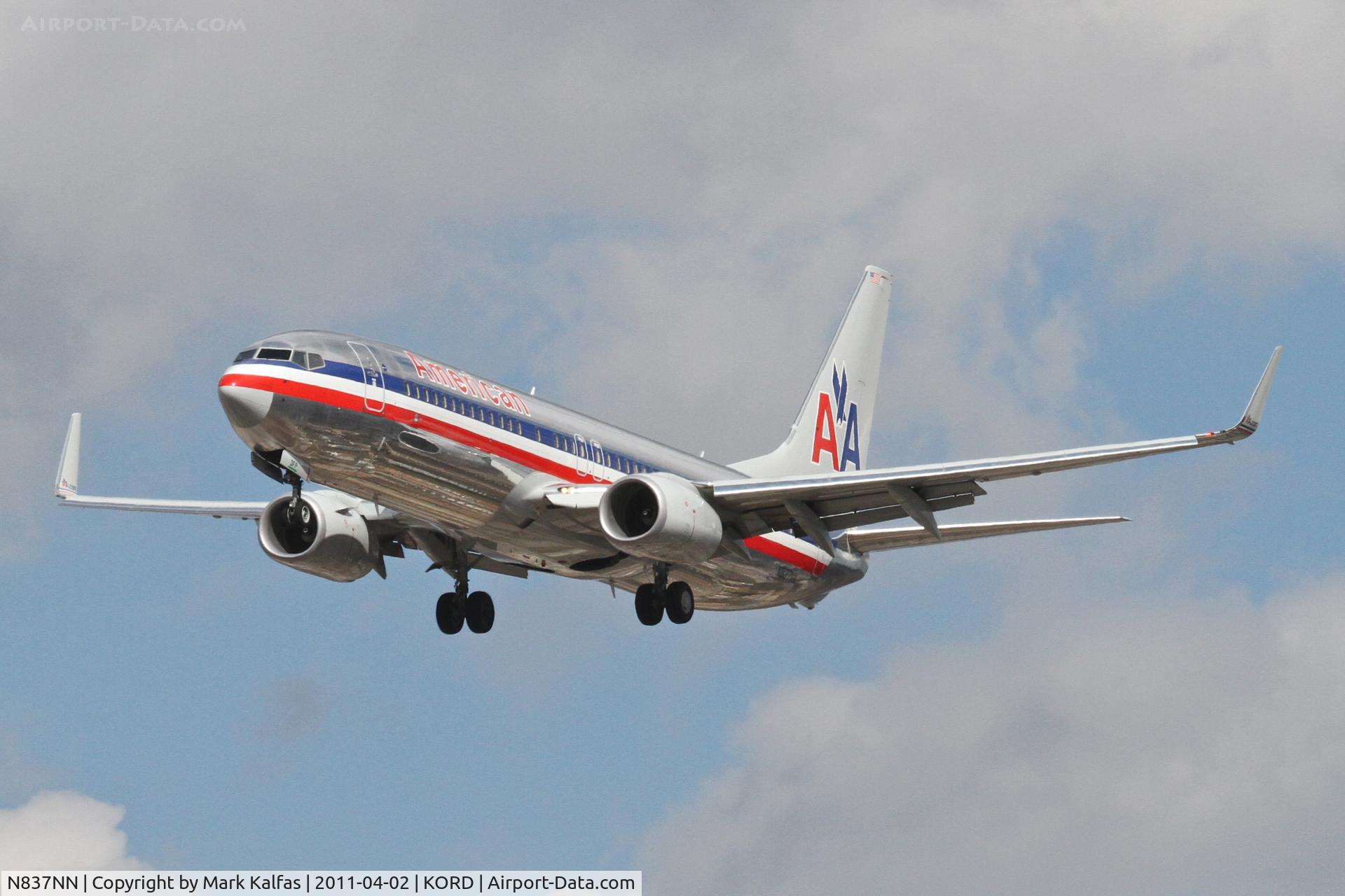 N837NN, 2010 Boeing 737-823 C/N 30908, American Airlines Boeing 737-823, AAL1355 arriving from KLAS, on approach RWY 28 KORD.