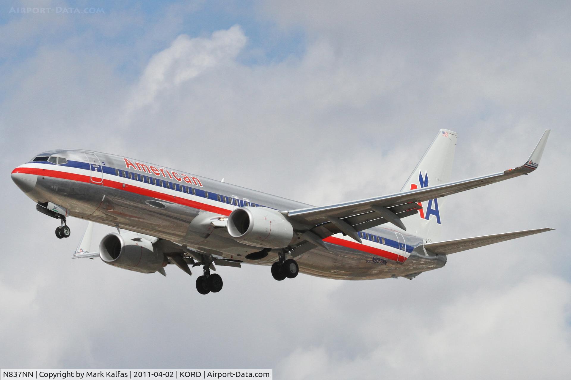 N837NN, 2010 Boeing 737-823 C/N 30908, American Airlines Boeing 737-823, AAL1355 arriving from KLAS, on approach RWY 28 KORD.