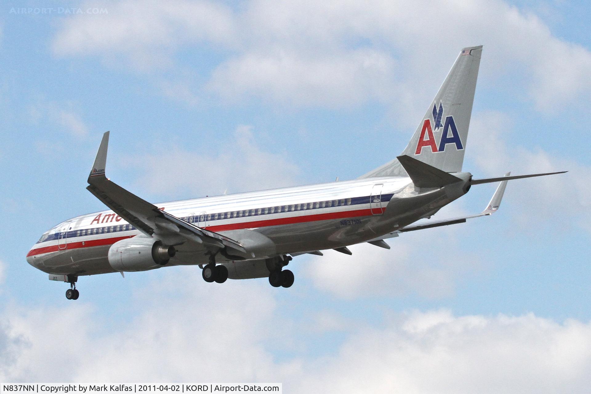 N837NN, 2010 Boeing 737-823 C/N 30908, American Airlines Boeing 737-823, AAL1355 arriving from KLAS, on approach RWY 28 KORD.