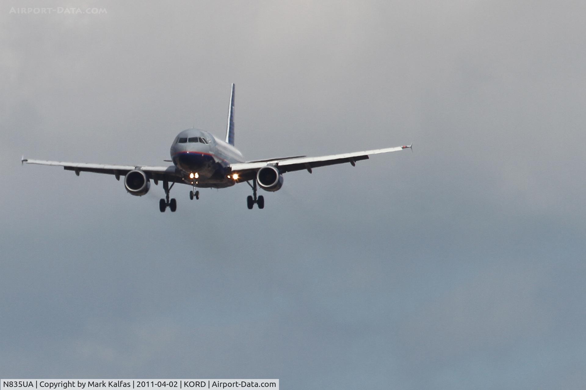 N835UA, 2001 Airbus A319-131 C/N 1426, United Airlines Airbus A319-131, UAL178 arriving from KLAX, on approach RWY 28 KORD.