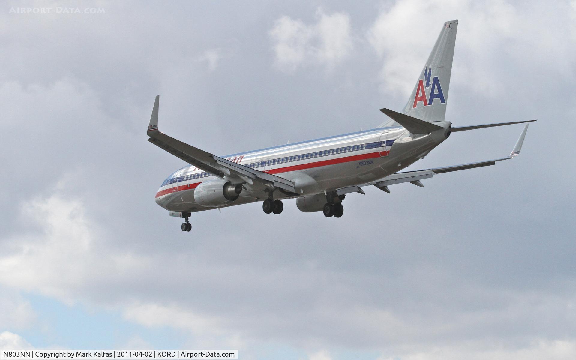 N803NN, 2009 Boeing 737-823 C/N 29566, American Airlines Boeing 737-823, AAL1835 arriving from KDCA, on approach RWY 28 KORD.