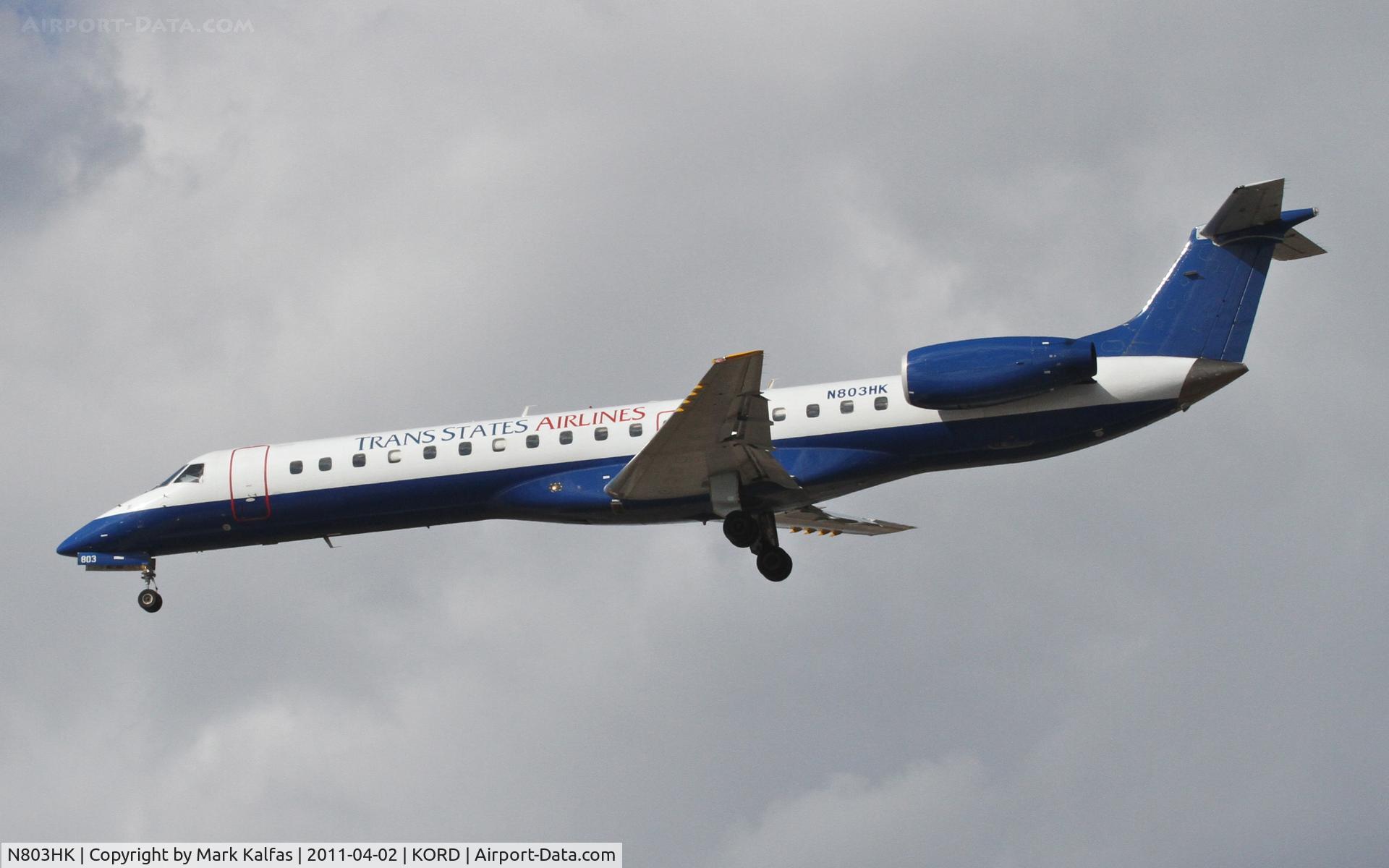 N803HK, 1998 Embraer EMB-145EP (ERJ-145EP) C/N 145077, Airlines/United Express Embraer EMB-145EP, LOF7723 arriving from KSTL, on approach RWY 28 KORD.