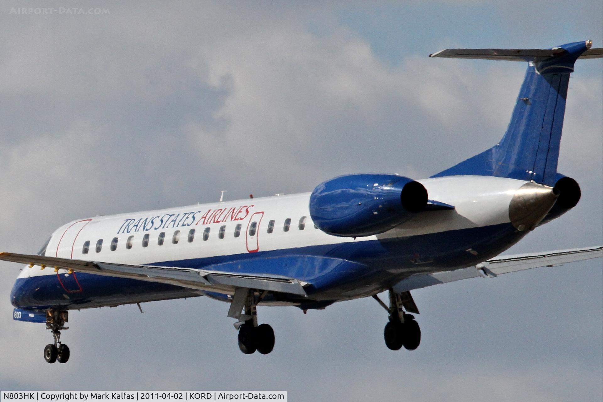 N803HK, 1998 Embraer EMB-145EP (ERJ-145EP) C/N 145077, Airlines/United Express Embraer EMB-145EP, LOF7723 arriving from KSTL, on approach RWY 28 KORD.