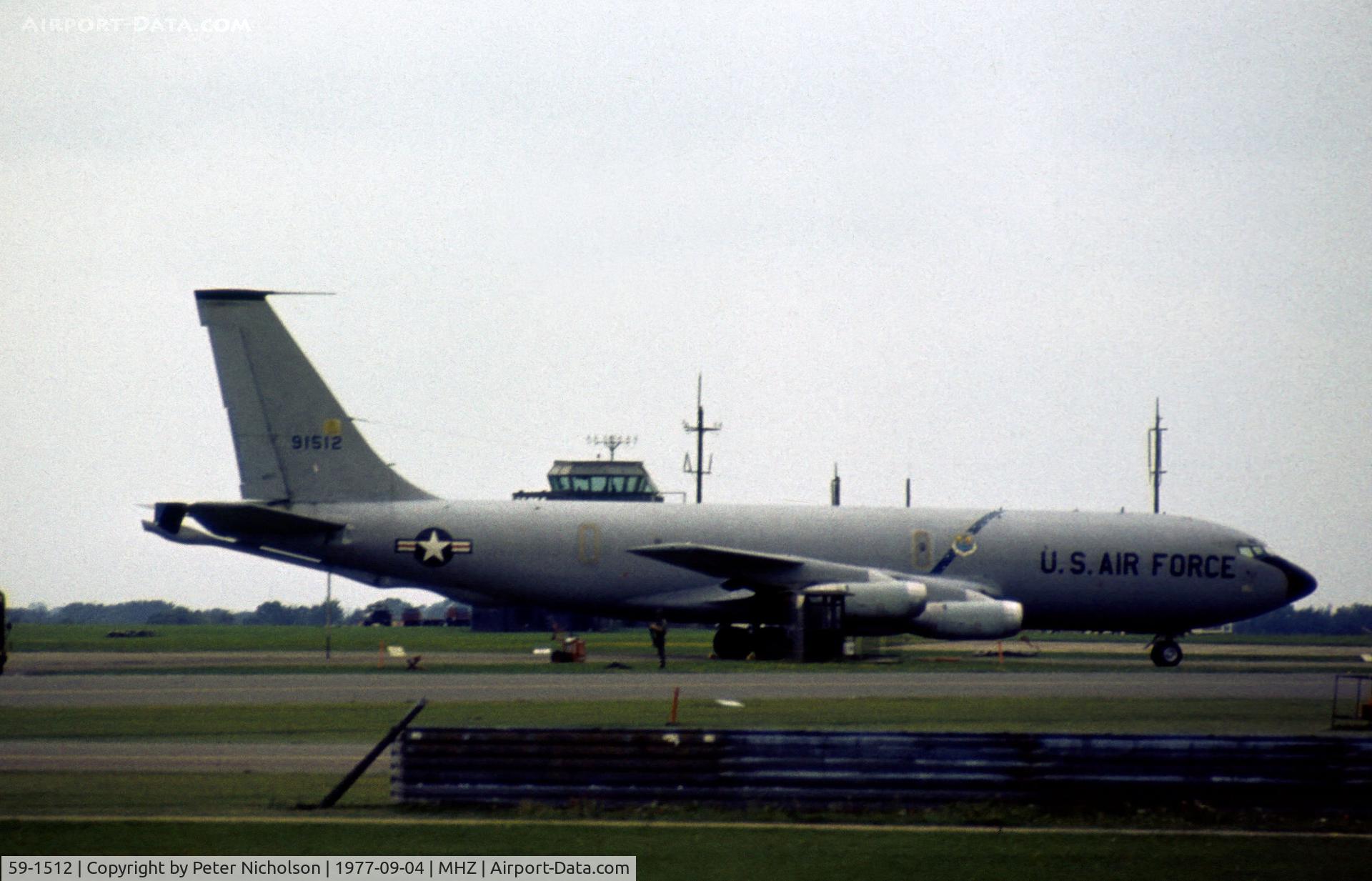 59-1512, 1959 Boeing KC-135Q Stratotanker C/N 18000, KC-135Q Stratotanker of RAF Mildenhall's 100th Air Refuelling Wing in support of Detachment 4 SR-71A Blackbird operations seen in September 1977.
