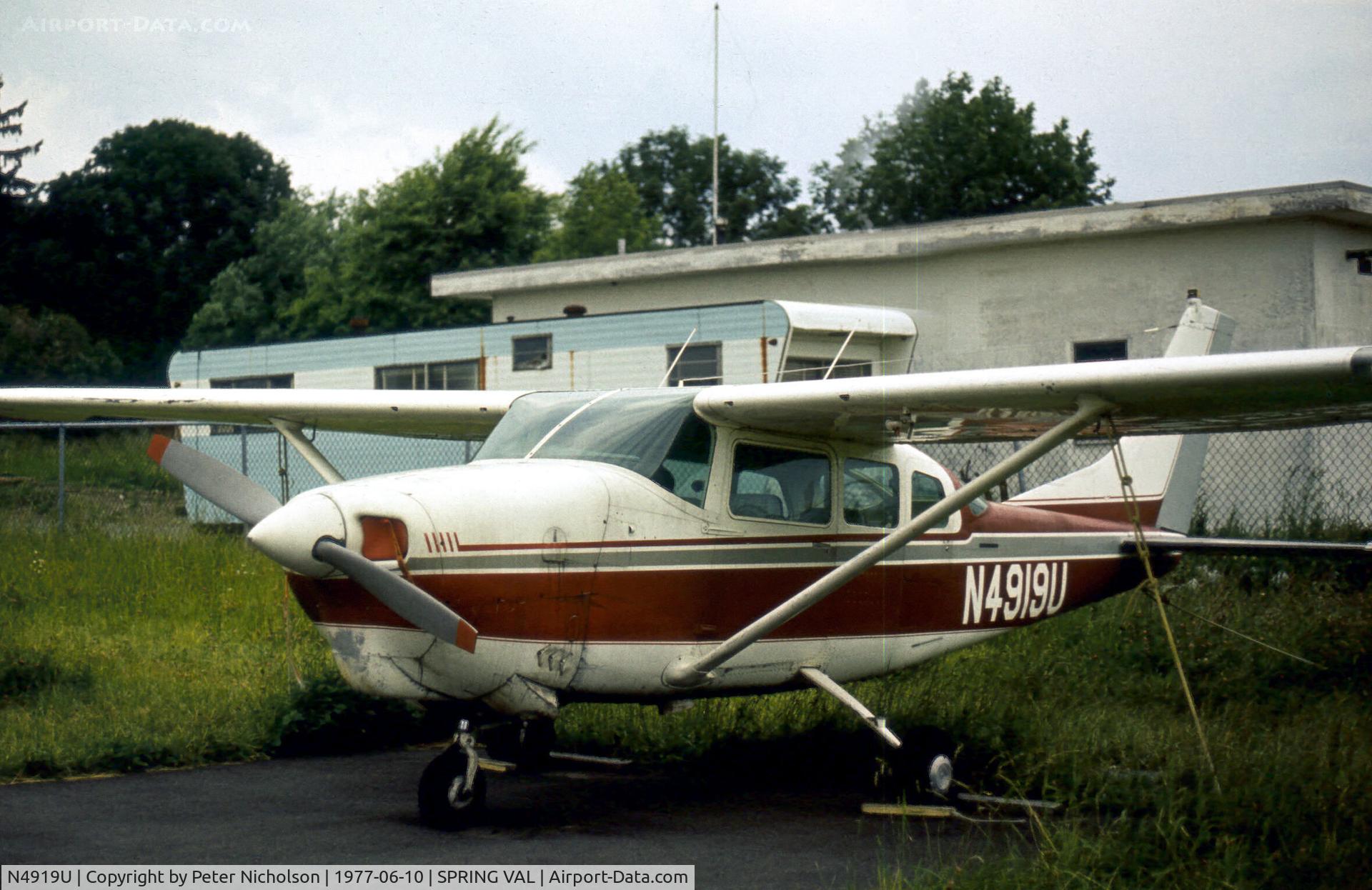 N4919U, 1965 Cessna 210E Centurion C/N 21058619, Cessna 210E Centurion seen at Spring Valley Airport, New York State in the Summer of 1977. The airport closed in 1985.