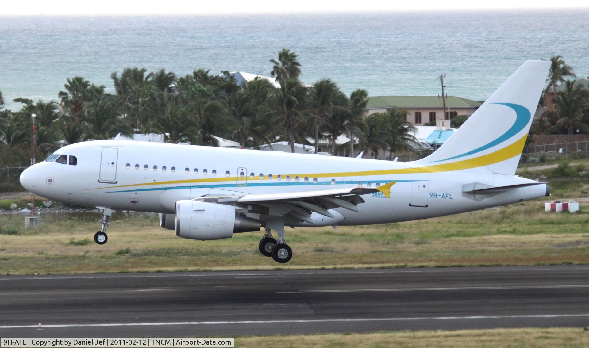 9H-AFL, 2008 Airbus ACJ318 (A318-112/CJ) C/N 3363, 9H-AFL landing at TNCM