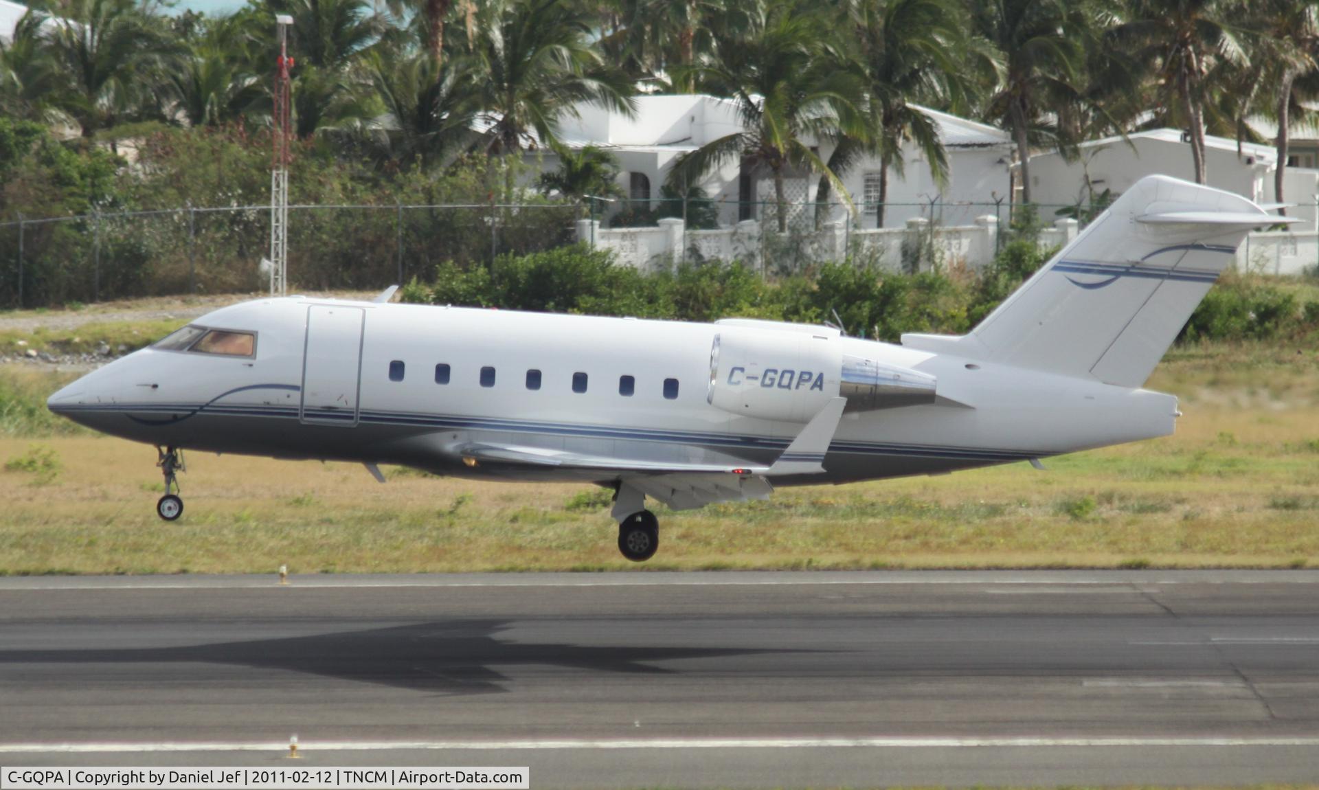 C-GQPA, 1998 Bombardier Challenger 604 (CL-600-2B16) C/N 5379, C-GQPA landing at TNCM