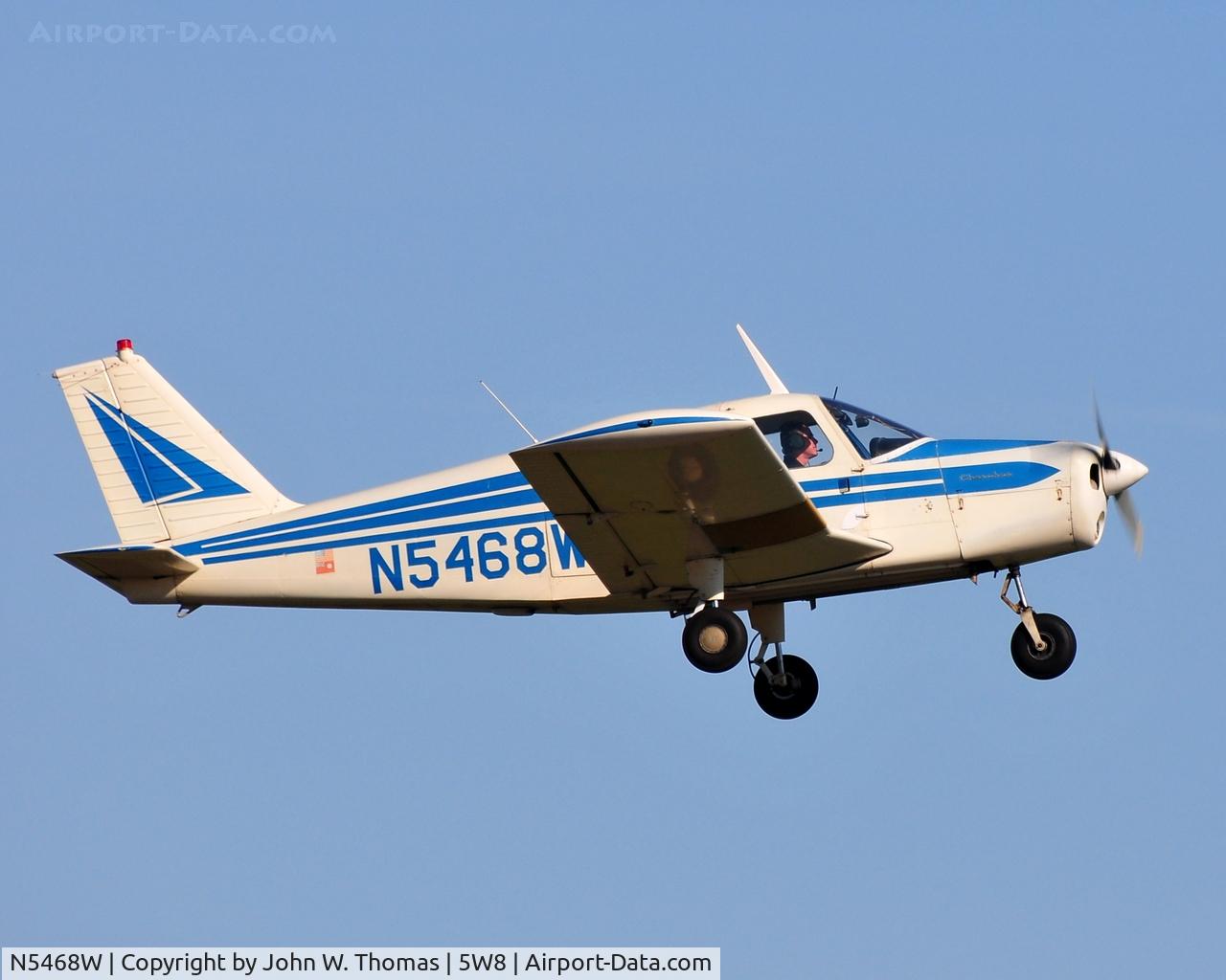N5468W, 1962 Piper PA-28-160 Cherokee C/N 28-549, Departing runway 22