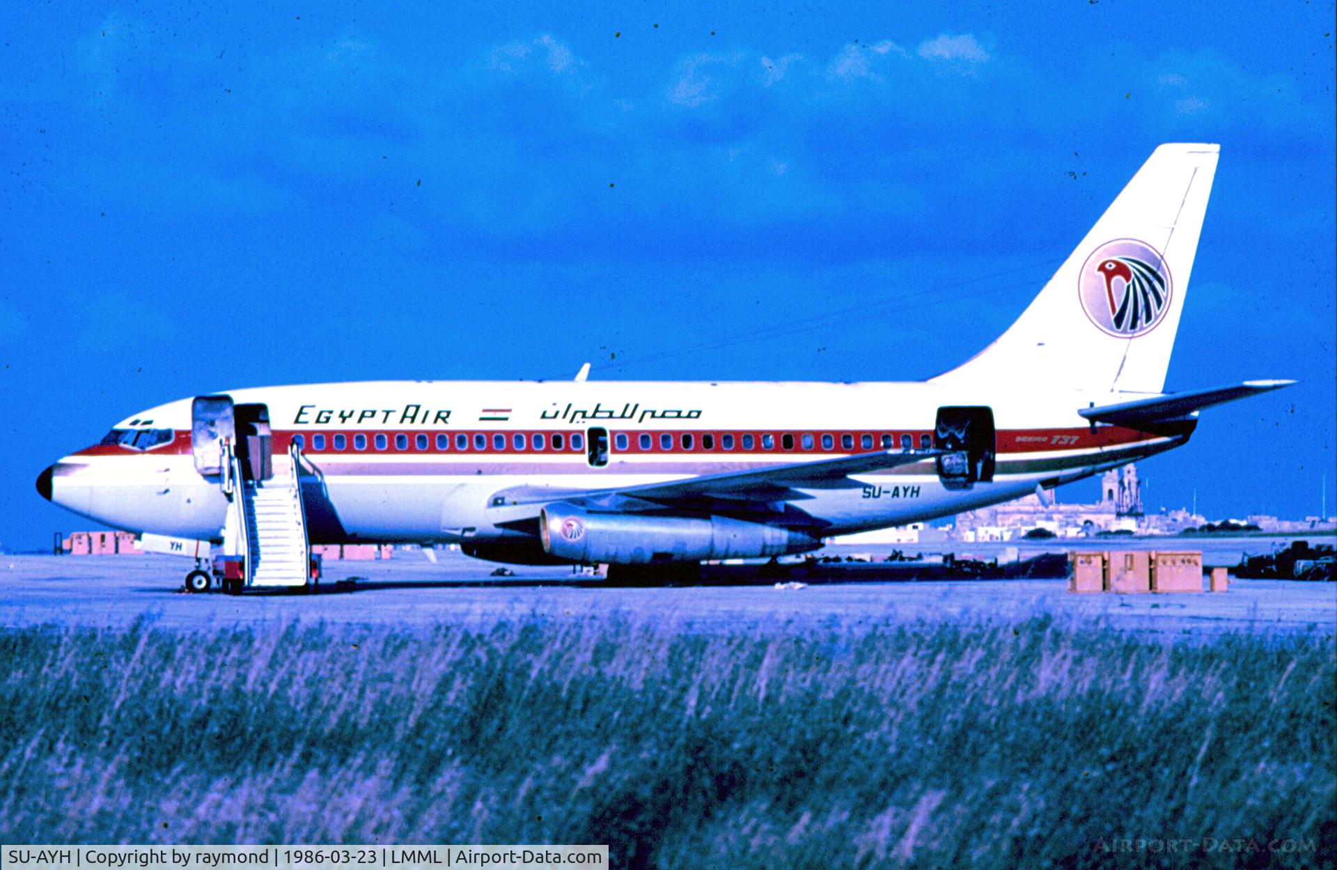 SU-AYH, 1976 Boeing 737-266 C/N 21191, B737-200 SU-AYH Eygptair. The final place of the Eygptair drama which finished in Malta. Unfortunately many of passengers in this hijacked aircraft were killed after storming of this aircraft which took place as it is shown in this photo. A very sad story