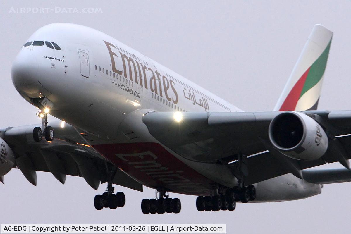 A6-EDG, 2009 Airbus A380-861 C/N 023, LHR Trip