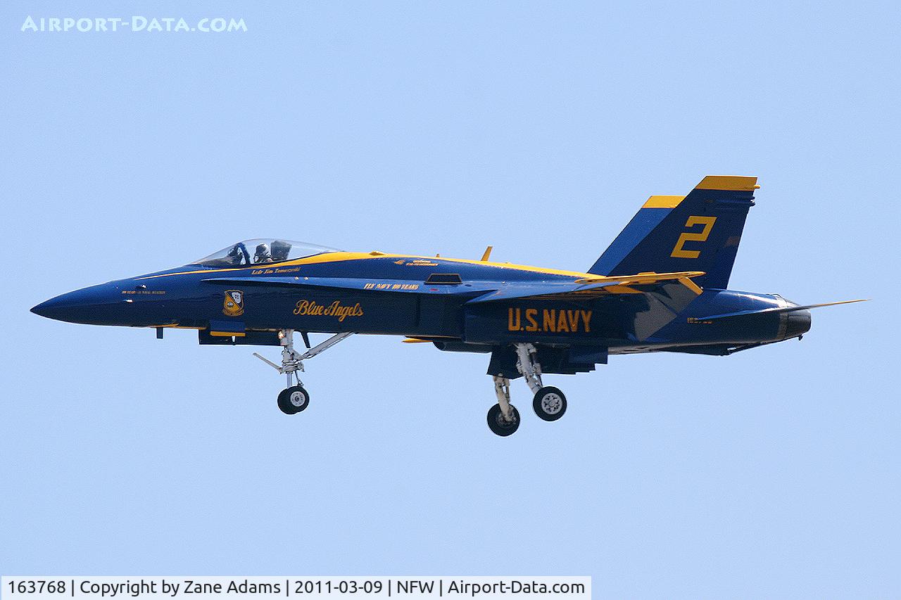 163768, 1989 McDonnell Douglas F/A-18C Hornet C/N 0848/C125, Surprise arrival of Blue Angel #2 at NASJRB Ft. Worth!