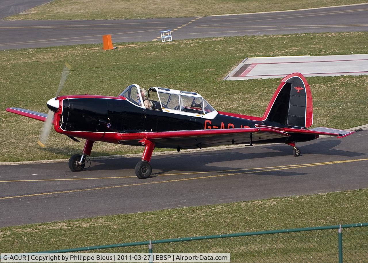G-AOJR, 1950 De Havilland DHC-1 Chipmunk T.10 C/N C1/0205, Chipmunk taxiing after refueling.