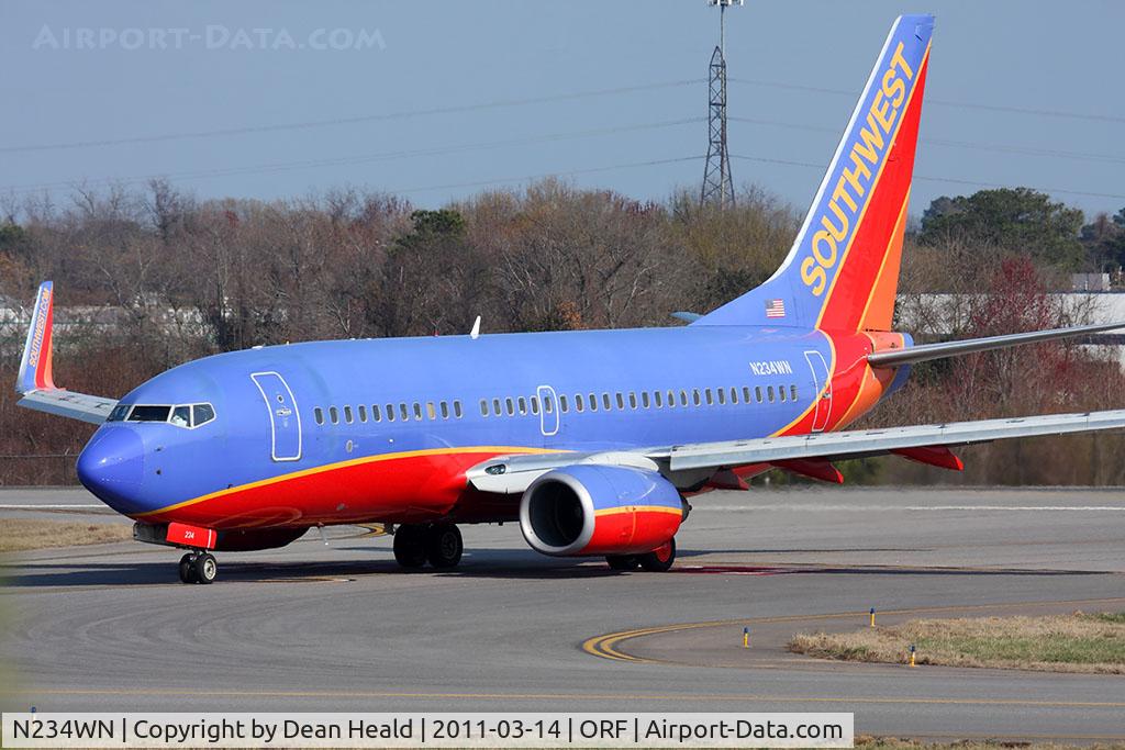 N234WN, 2006 Boeing 737-7H4 C/N 32502, Southwest Airlines N234WN exiting RWY 5 at Taxiway Echo after landing.