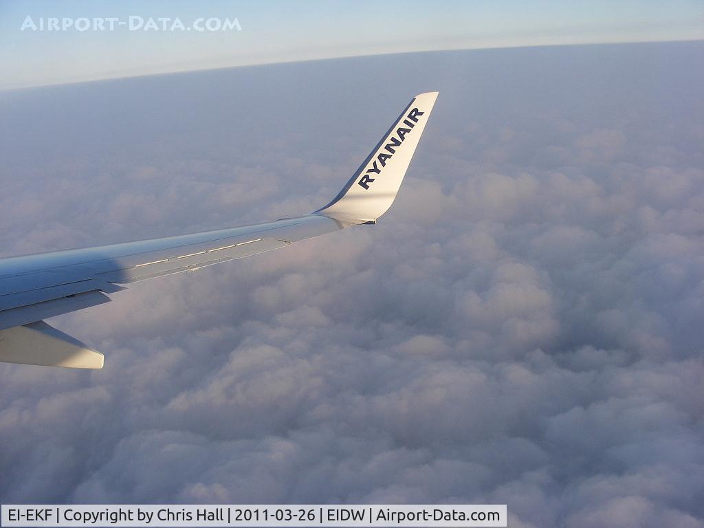 EI-EKF, 2009 Boeing 737-8AS C/N 35025, over the Irish sea en-route from Liverpool to Dublin