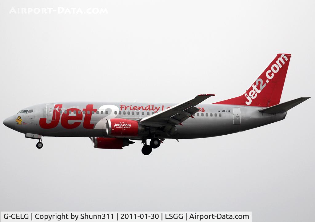 G-CELG, 1988 Boeing 737-377 C/N 24303, Landing rwy 05