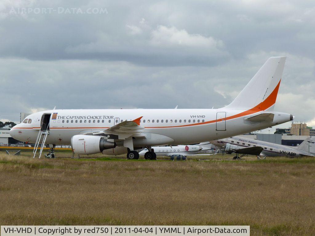 VH-VHD, 2003 Airbus A319-115LR C/N 1999, Parked near the maintenance hangars at Tullamarine