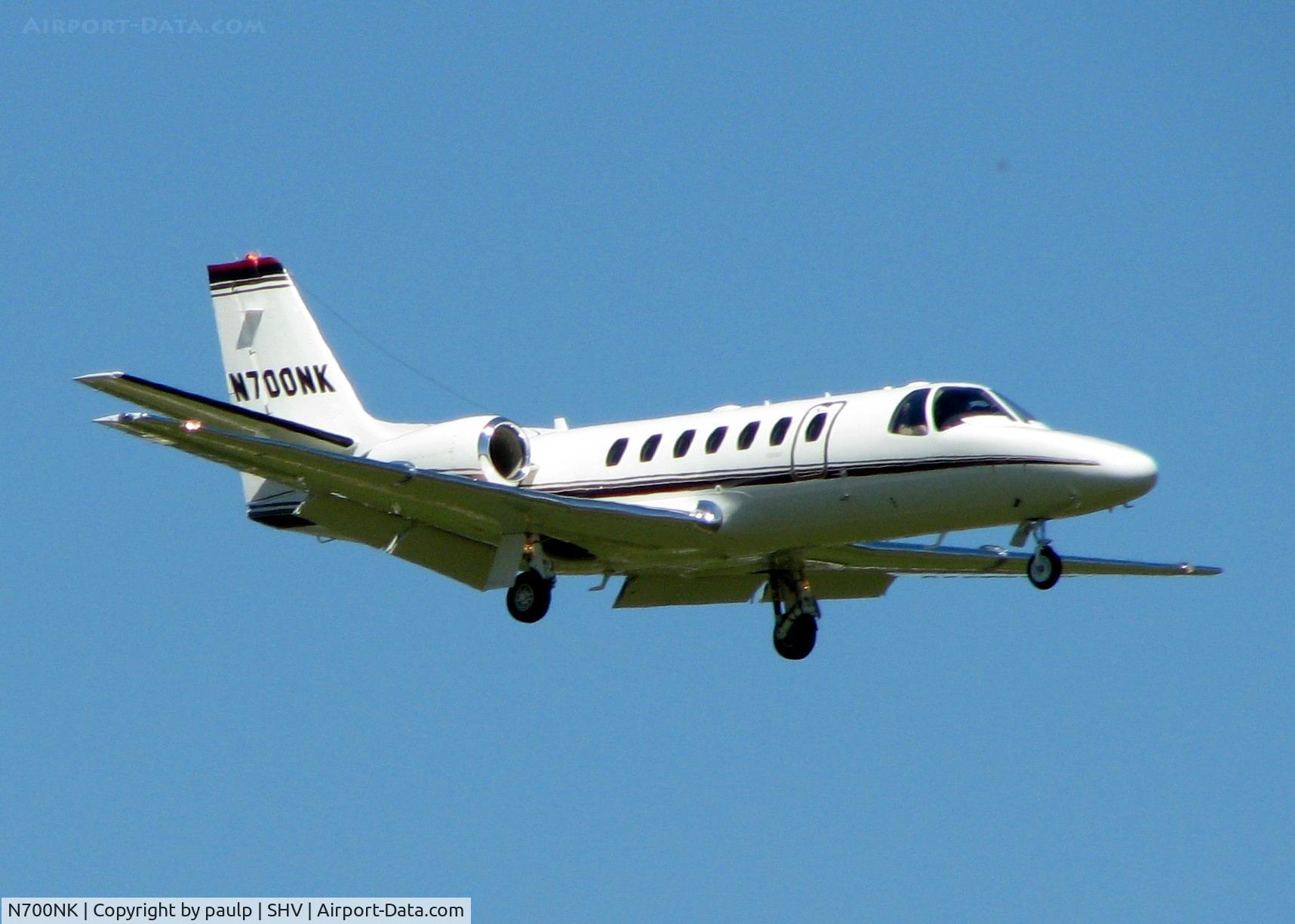 N700NK, 2006 Cessna 560 C/N 560-0700, Landing on Rwy 14 at Shreveport Regional.