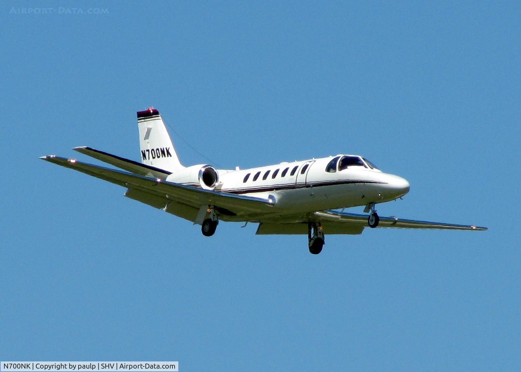 N700NK, 2006 Cessna 560 C/N 560-0700, Landing on Rwy 14 at Shreveport Regional.
