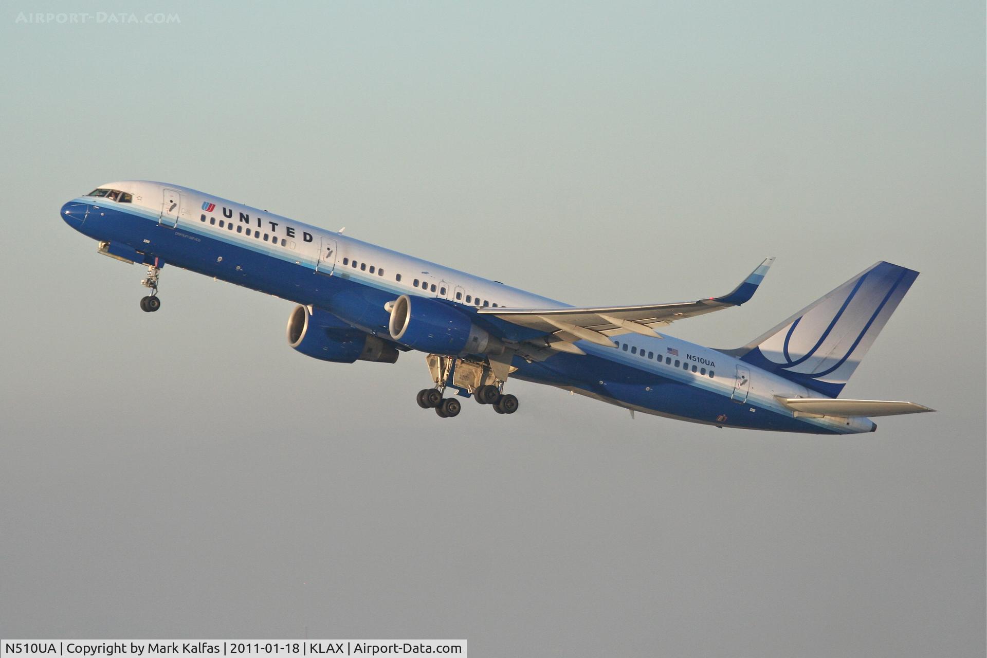 N510UA, 1990 Boeing 757-222 C/N 24780, United Airlines Boeing 757-222, UAL28 departing RWY 25R KLAX enroute to KJFK