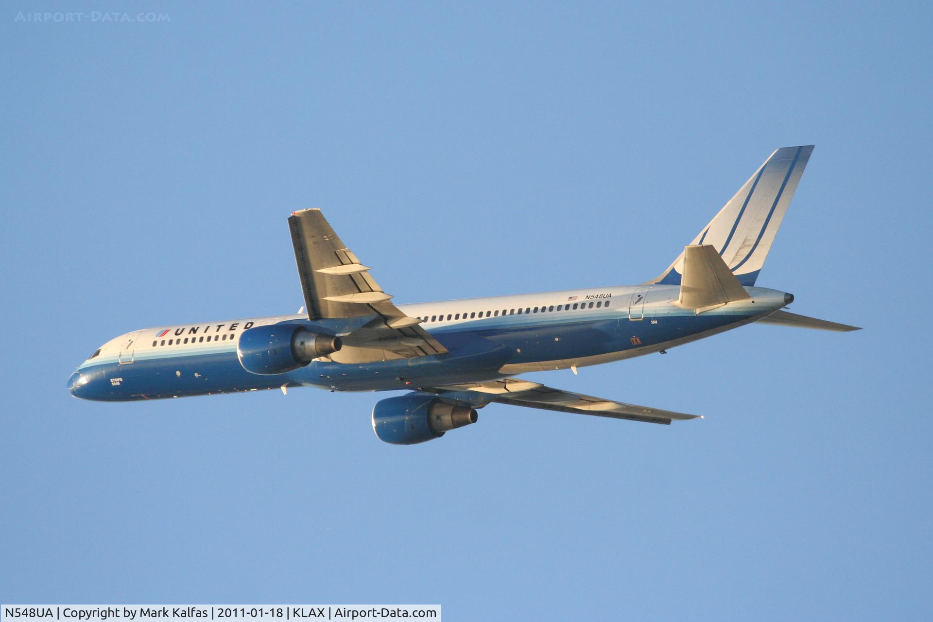 N548UA, 1992 Boeing 757-222 C/N 25396, United Airlines Boeing 757-222, UAL748 RWY 25R departure KLAX enroute to KDEN.