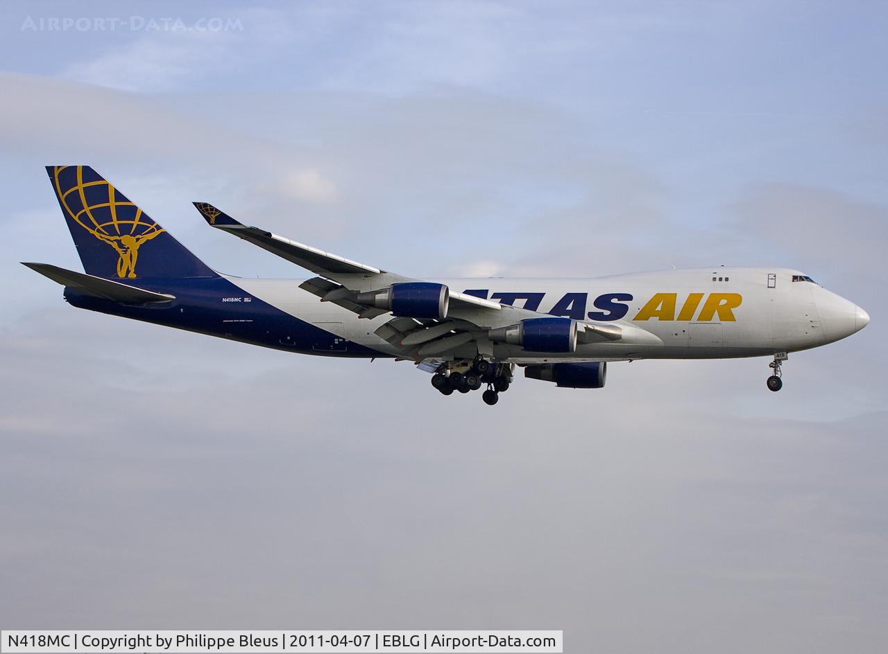 N418MC, 2002 Boeing 747-47UF C/N 32840, Short final rwy 23L in the late fternoon.