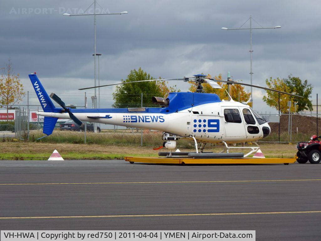 VH-HWA, Eurocopter AS-350B-3 Ecureuil Ecureuil C/N 3916, Channel 9 Eurocoter VH-HWA on dolly at Essendon