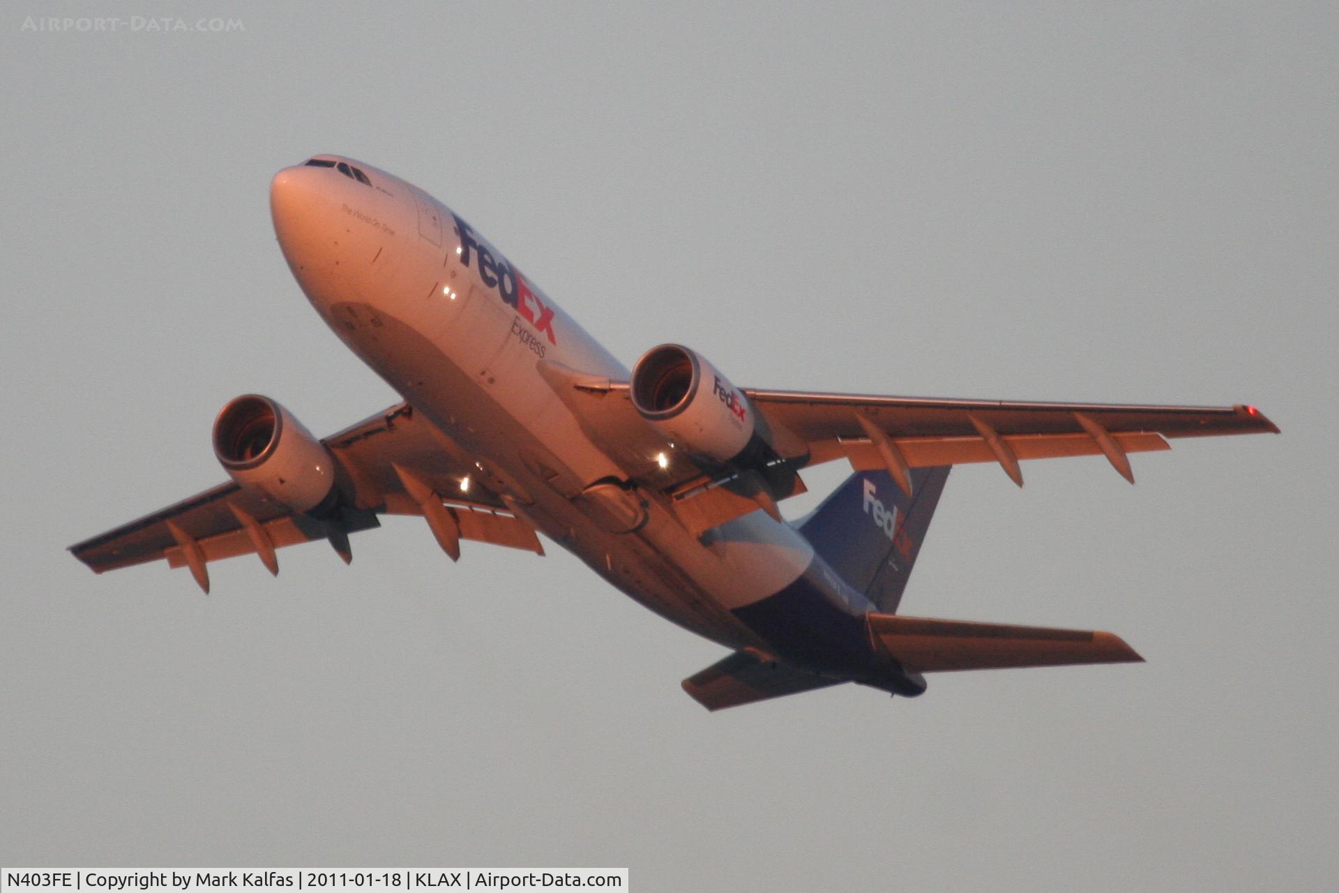 N403FE, 1983 Airbus A310-203 C/N 230, FedEx Airbus A310-203, FDX1623 departing RWY 25L KLAX, on a short hop down to KLGB.
