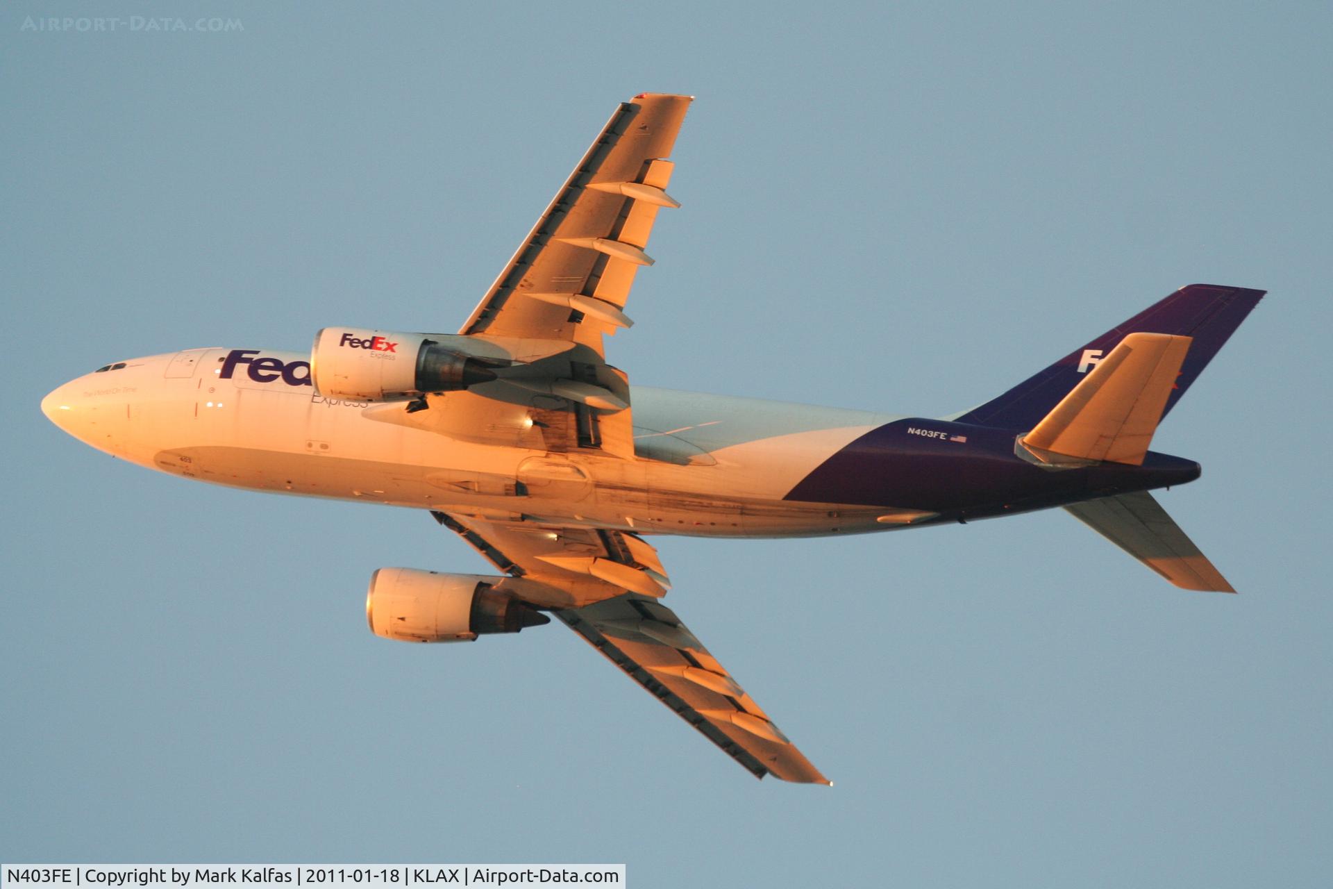 N403FE, 1983 Airbus A310-203 C/N 230, FedEx Airbus A310-203, FDX1623 departing RWY 25L KLAX, on a short hop down to KLGB
