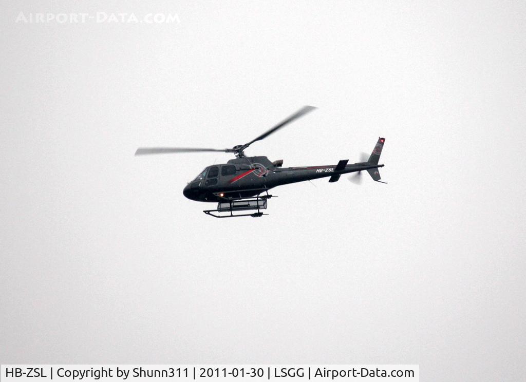 HB-ZSL, 2009 Eurocopter AS-350B-3 Ecureuil Ecureuil C/N 22206, Passing above the Airport and going to the General Aviation area for refuelling...