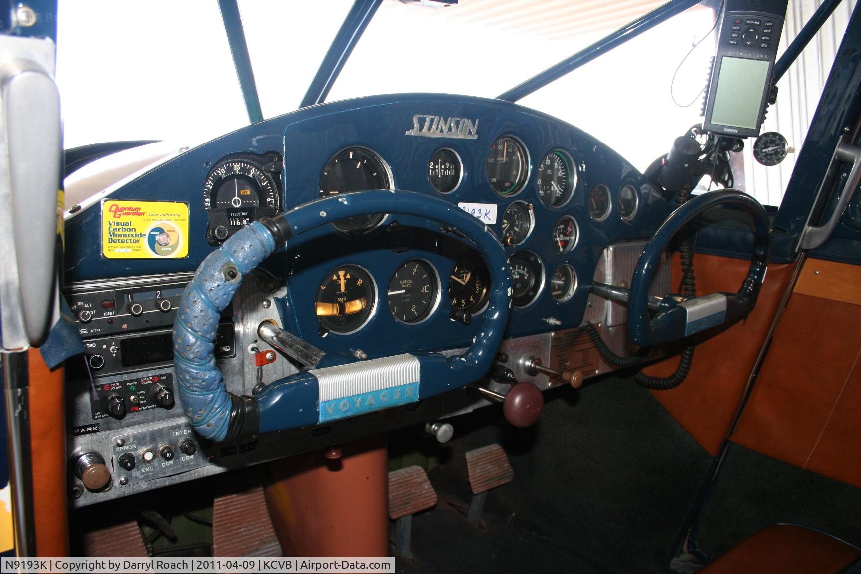N9193K, 1947 Stinson 108-1 Voyager C/N 108-2193, Cockpit of my instructor's amazing Stinson.