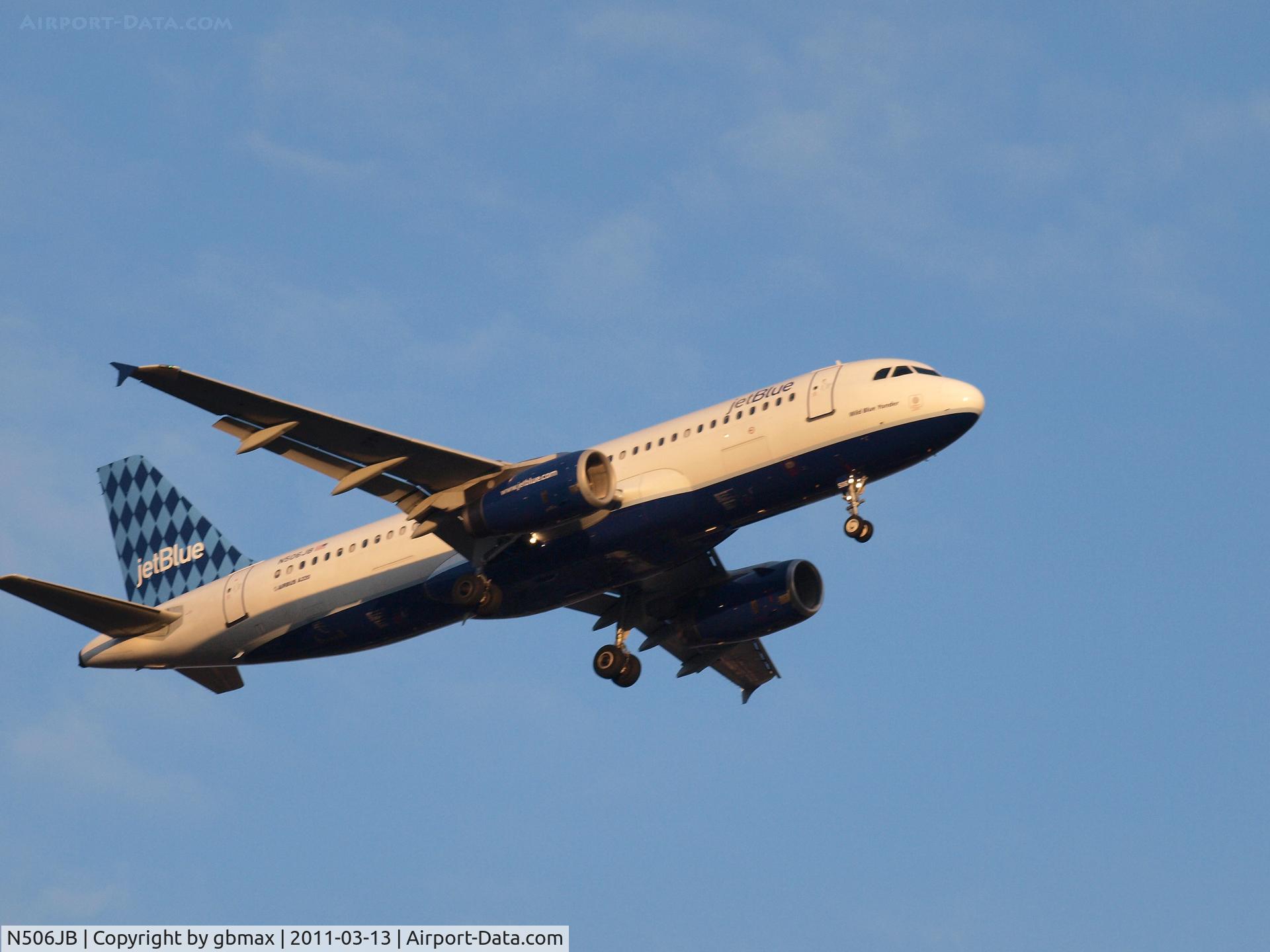 N506JB, 2000 Airbus A320-232 C/N 1235, Going to landing @ JFK