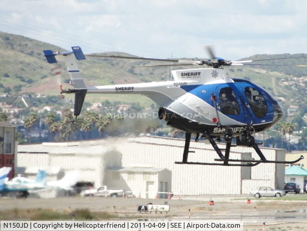 N150JD, 2000 MD Helicopters 369FF C/N 0710FF, Air taxiing to runway 35