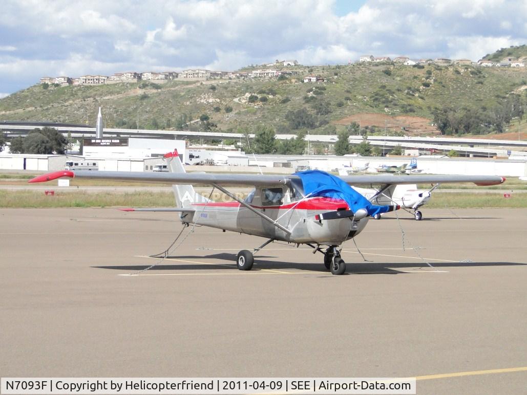 N7093F, 1966 Cessna 150F C/N 15063693, Covered up and tied down by Admin Bldg