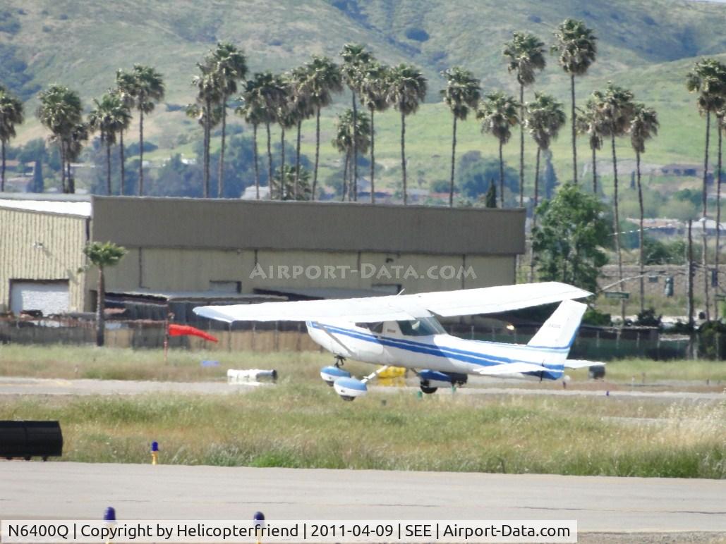 N6400Q, 1981 Cessna 152 C/N 15285244, Strong gust of wind picks up the aircraft at take off