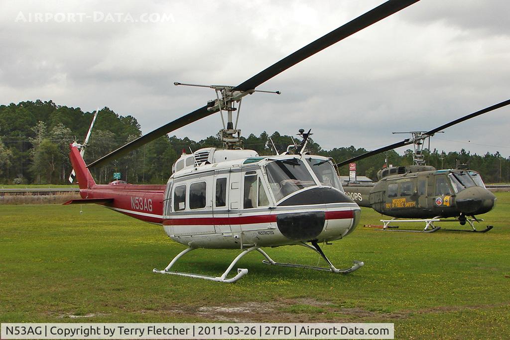 N53AG, 1972 Bell UH-1H C/N 72-21588, at Coastal Helicopters Inc heliport, Panama City FL USA