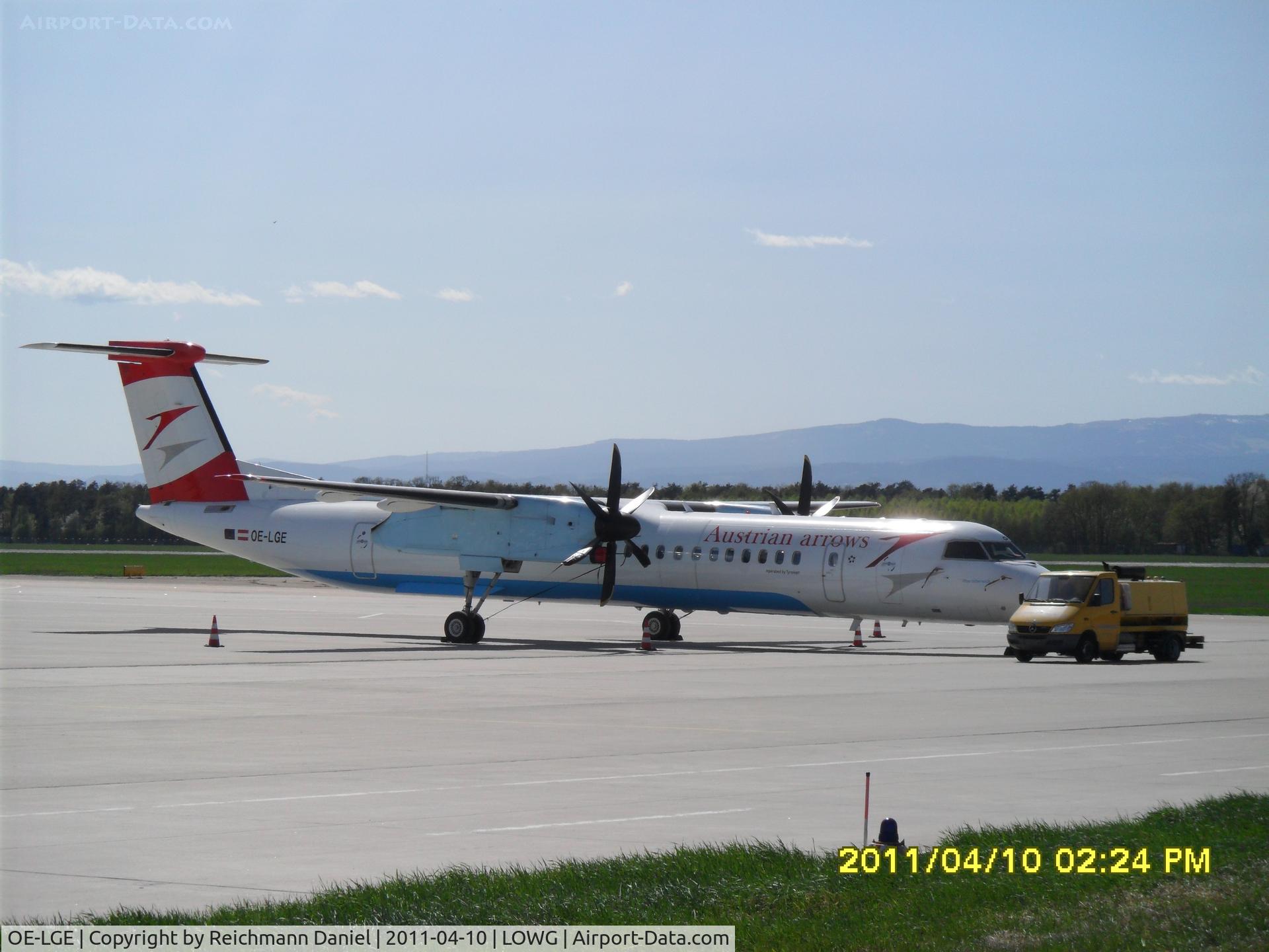 OE-LGE, 2001 De Havilland Canada DHC-8-402Q Dash 8 C/N 4042, Waiting for her next flight so Stuttgart