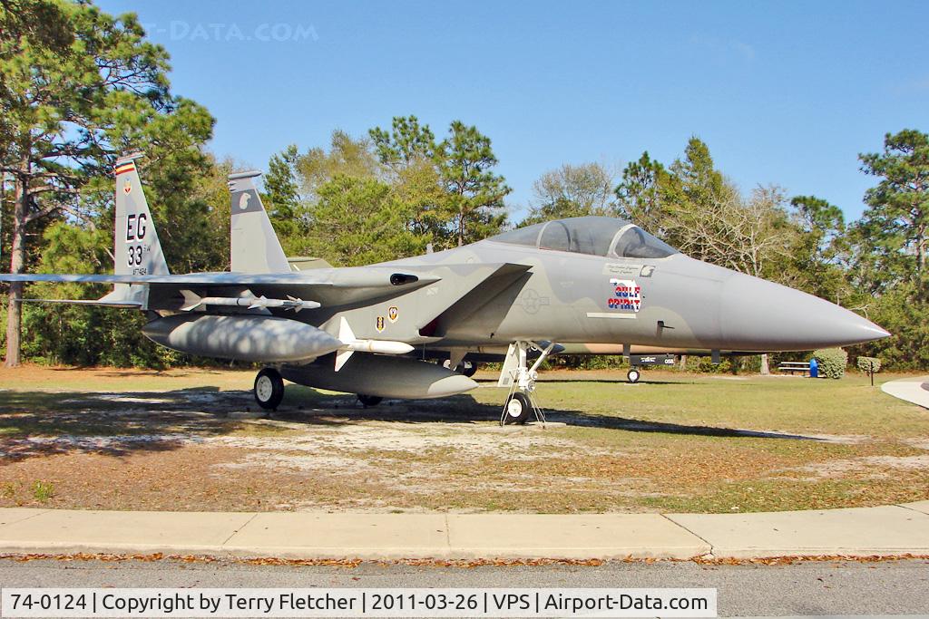 74-0124, McDonnell Douglas F-15A Eagle C/N 0100/A085, On display at the Air Force Armament Museum at Eglin Air Force Base , Fort Walton , Florida