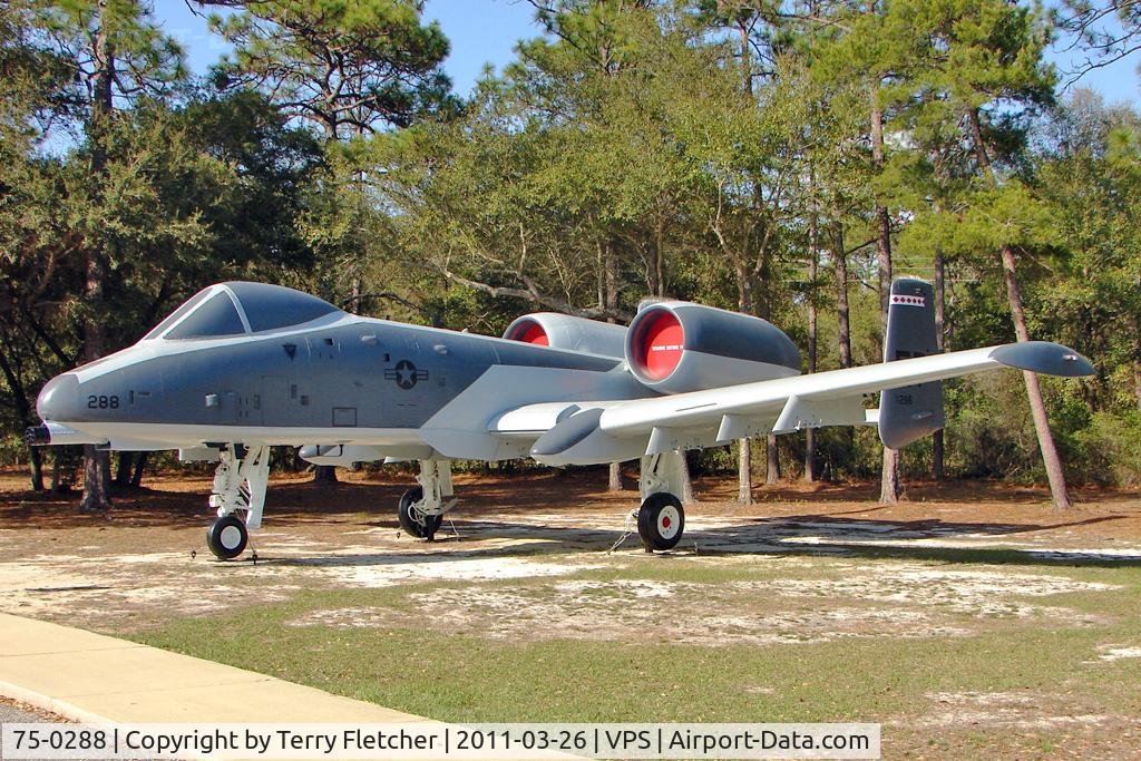 75-0288, 1975 Fairchild Republic A-10A Thunderbolt II C/N A10-0037, On display at the Air Force Armament Museum at Eglin Air Force Base , Fort Walton , Florida