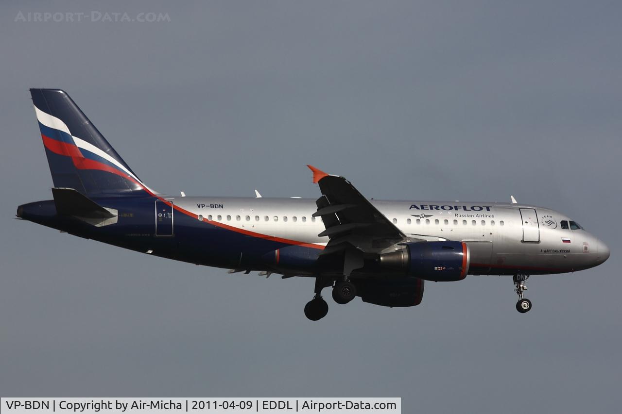 VP-BDN, 2003 Airbus A319-111 C/N 2072, Aeroflot, Name: A. Dargonyzhshy