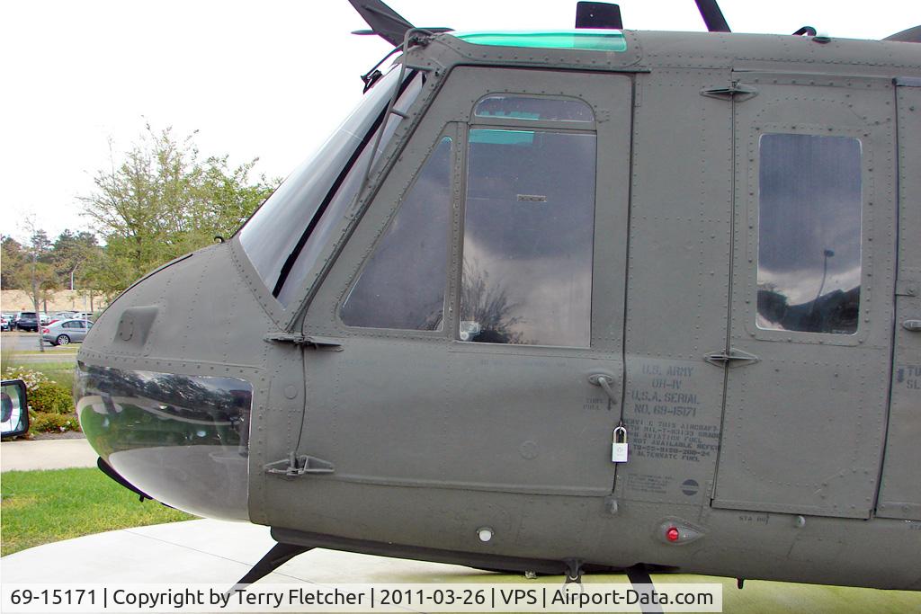 69-15171, 1969 Bell UH-1H Iroquois C/N 11459, Displayed opposite the terminal at Northwest Florida Regional Airport - on the west side of Eglin Air Force Base