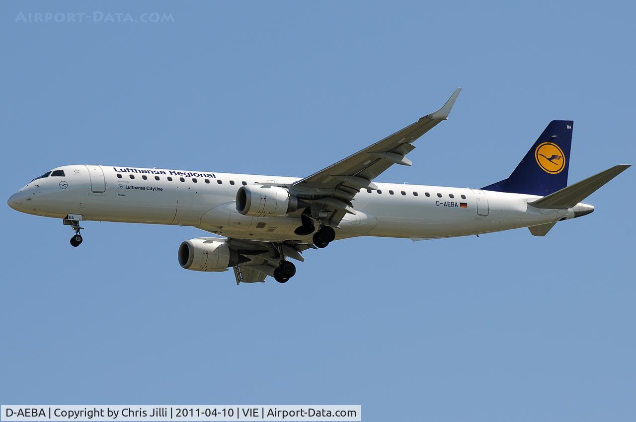 D-AEBA, 2009 Embraer 195LR (ERJ-190-200LR) C/N 19000314, Lufthansa Regional