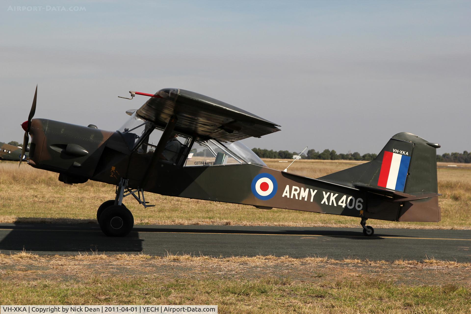 VH-XKA, 1956 Auster AOP.9 C/N B5/10/109, YECH AAAA National fly in 2011, C/N B5/10/109 not as incorrectly listed on the CASA website XK406 which is the RAF serial number.