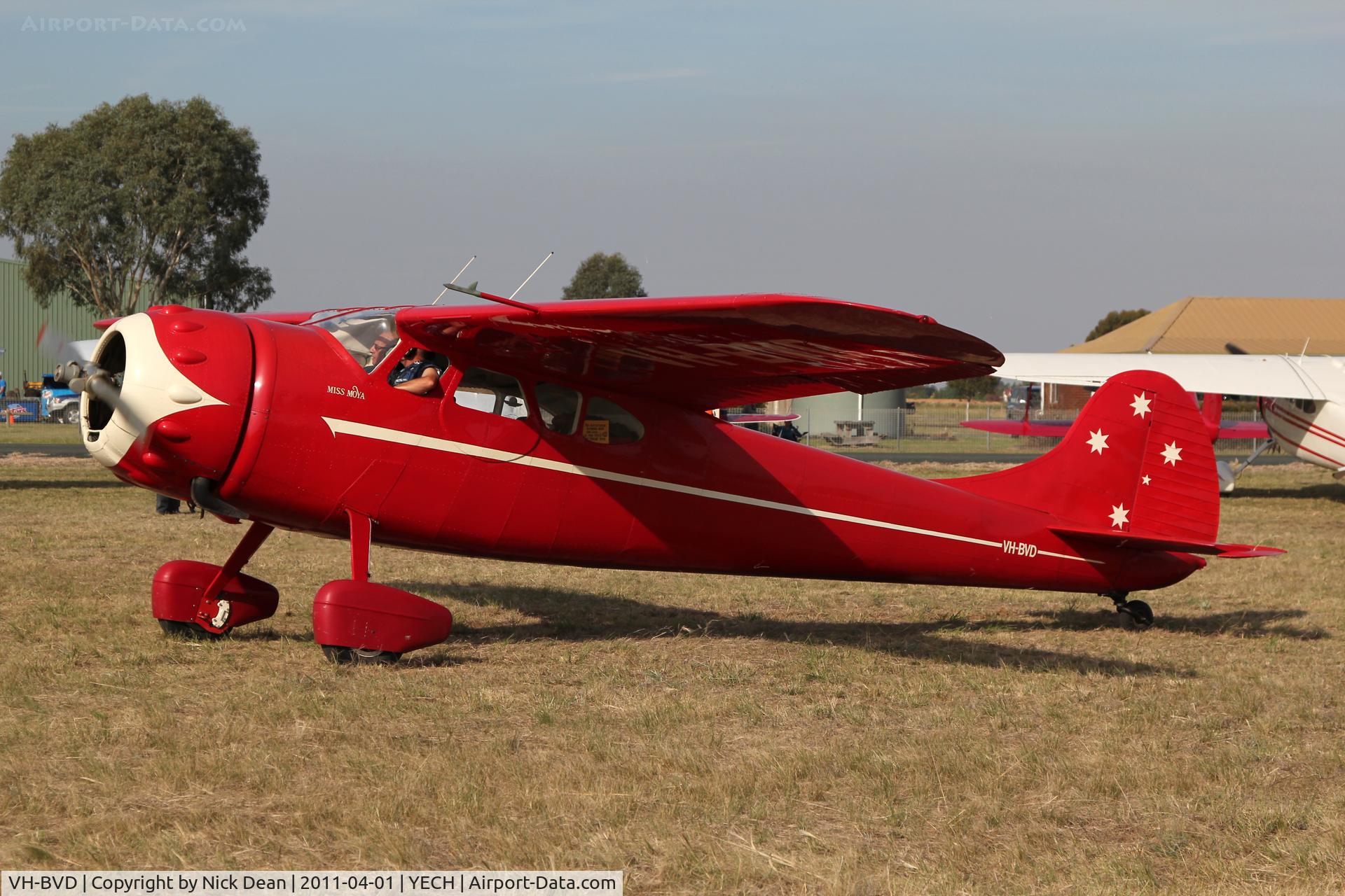 VH-BVD, 1950 Cessna 195B Businessliner C/N 7519, YECH AAAA National fly in 2011