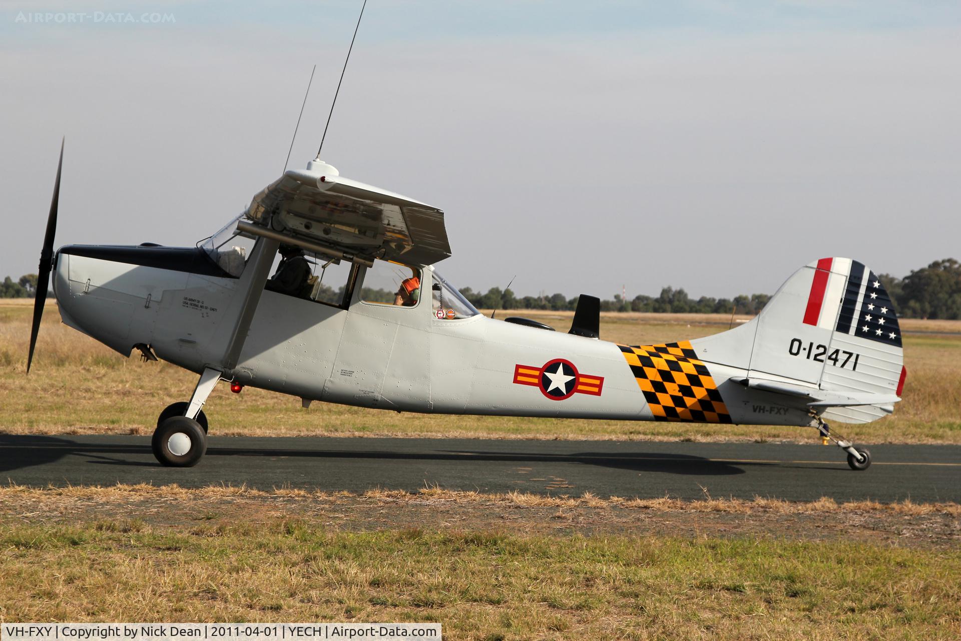 VH-FXY, 1953 Cessna O-1G Bird Dog C/N 22913, YECH AAAA National fly in 2011