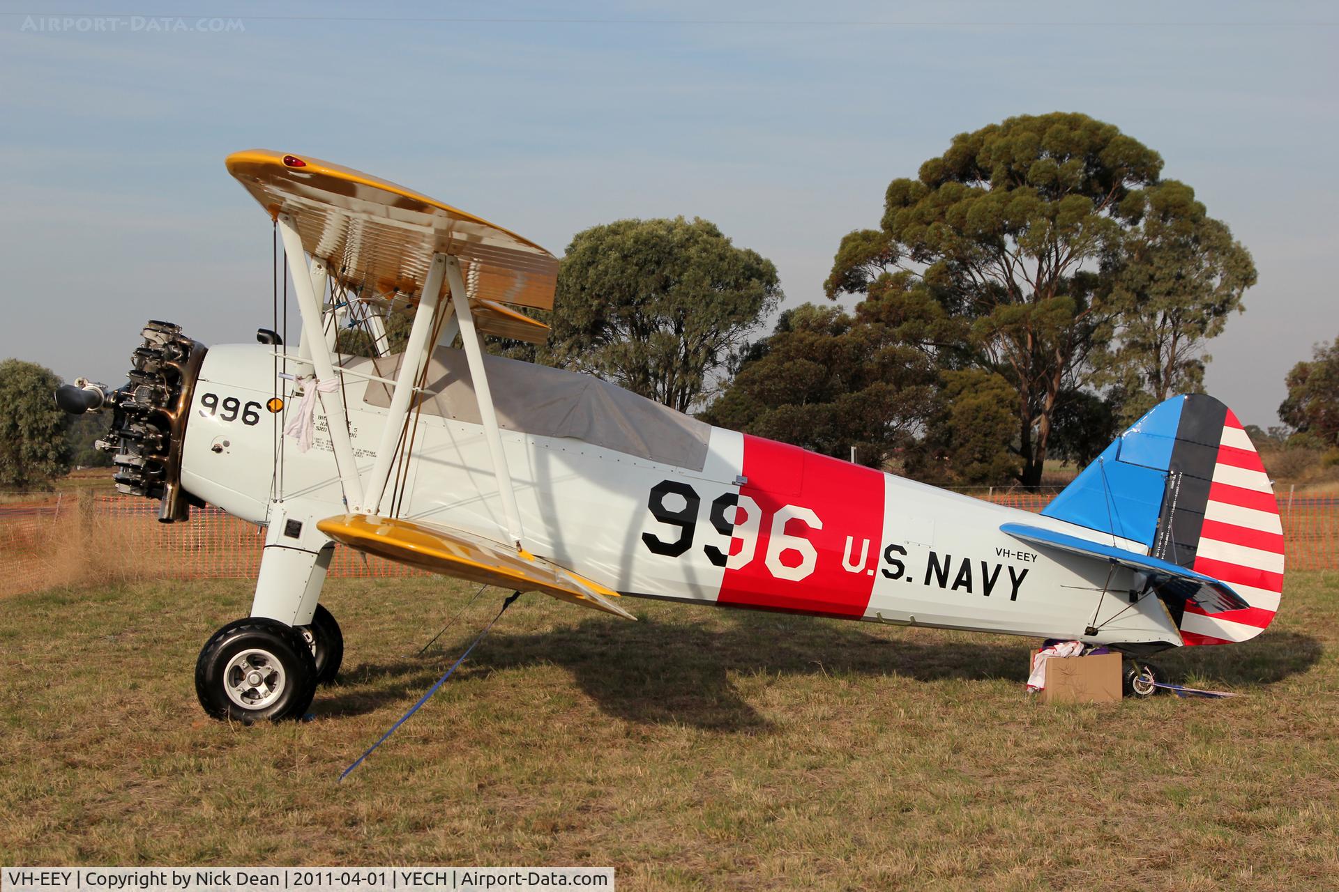 VH-EEY, 1941 Boeing PT-17/L300 Kaydet (A75N1) C/N 75-1560, YECH AAAA National fly in 2011