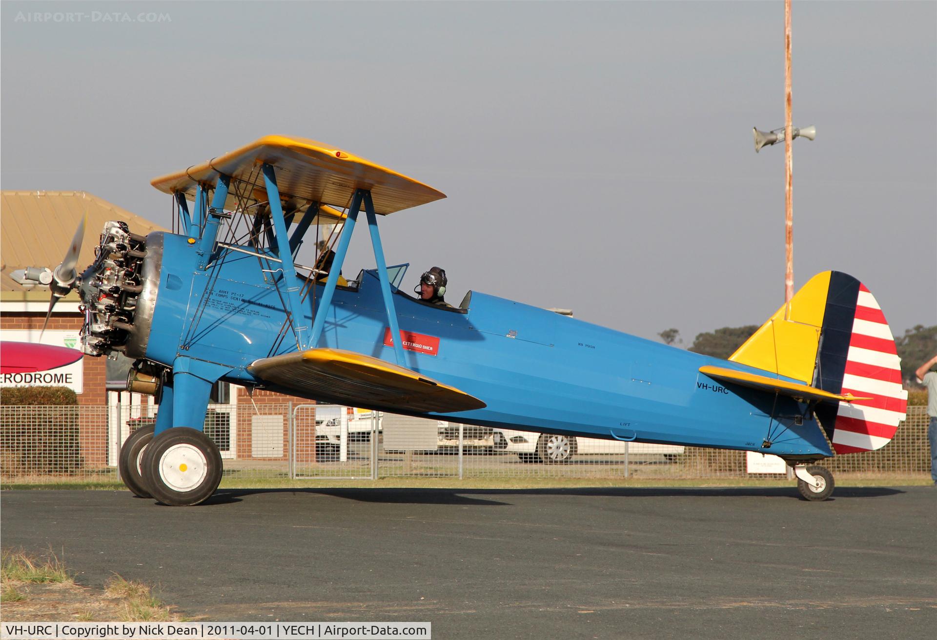 VH-URC, 1942 Boeing PT-17/L300 Kaydet (A75N1) C/N 75-1834, YECH AAAA National fly in 2011