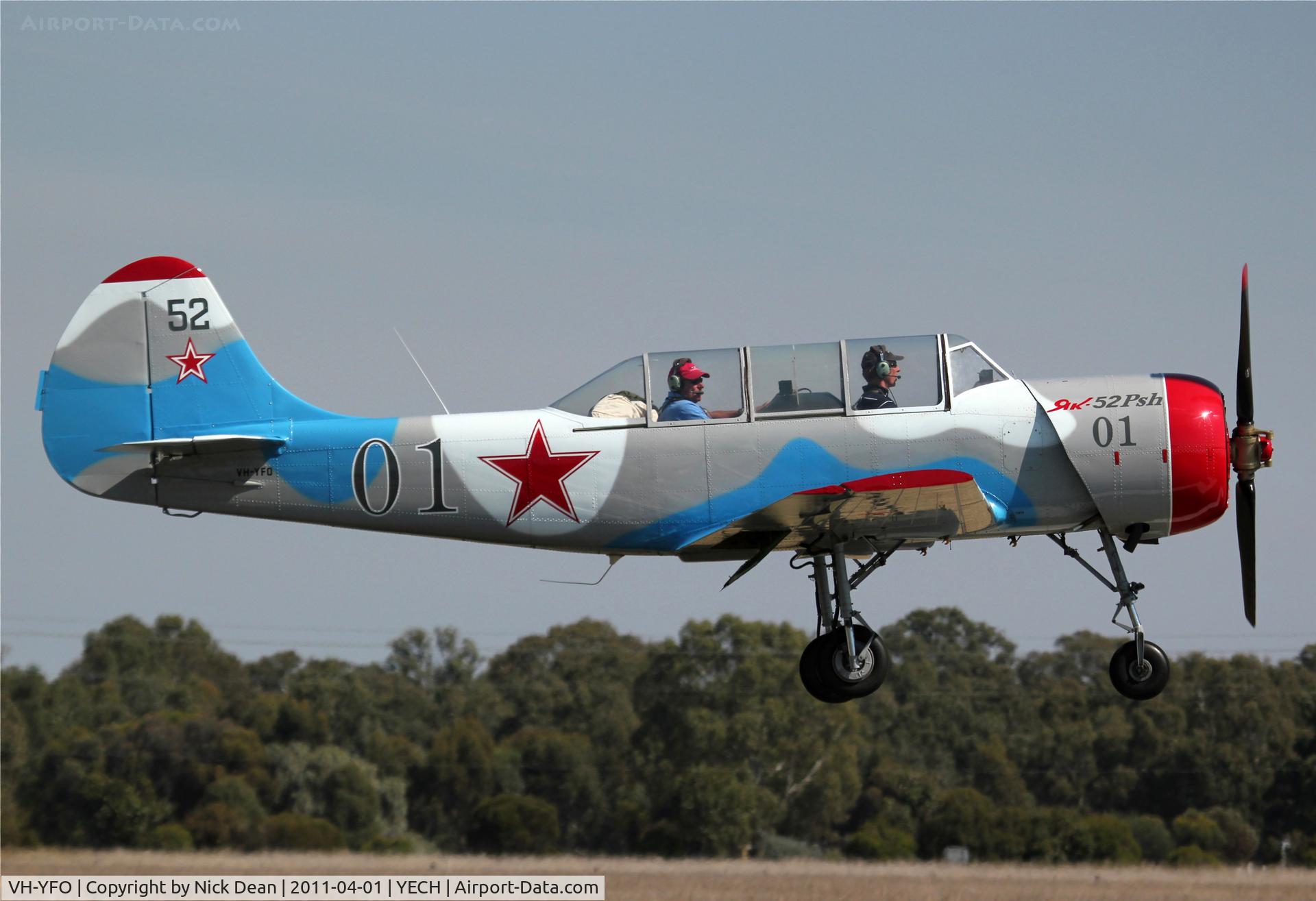 VH-YFO, 1989 Yakovlev Yak-52 C/N 899715, YECH AAAA national fly in 2011