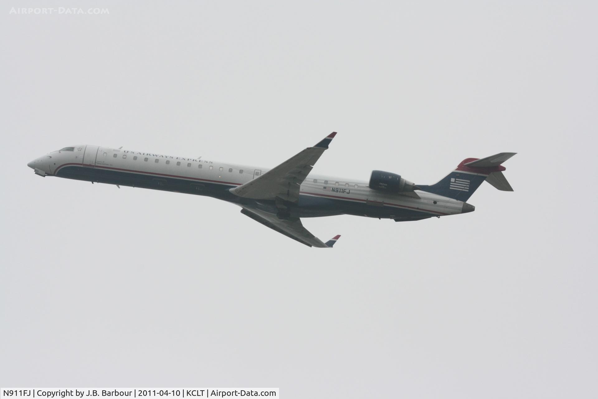 N911FJ, 2003 Bombardier CRJ-900ER (CL-600-2D24) C/N 15011, Cloud cover less than 1000 AGL
